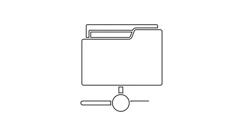 Black line FTP folder icon isolated on white background. Software update Stock Footage 160234574