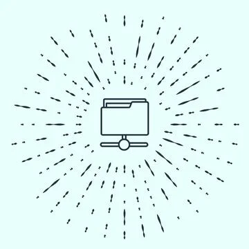 Black line FTP folder icon isolated on grey background. Software update 스톡 일러스트