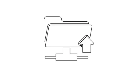 Black line FTP folder upload icon isolated on white background. Software update Stock Footage 160221164