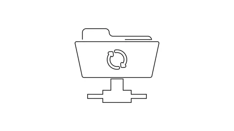Black line FTP sync refresh icon isolated on white background. Software update Stock Footage 160221152