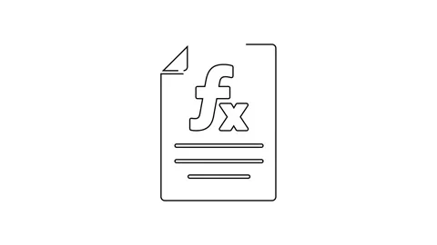 Black line Function mathematical symbol icon isolated on white background. 4K Stock Footage 154732073