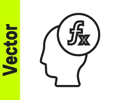 Black line Function mathematical symbol icon isolated on white background Stock Illustration