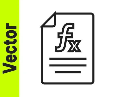 Black line Function mathematical symbol icon isolated on white background Stock Illustration