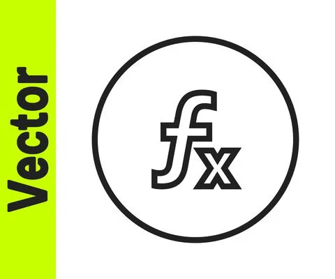 Black line Function mathematical symbol icon isolated on white background Stock Illustration