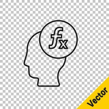 Black line Function mathematical symbol icon isolated on transparent background Illustrazione stock
