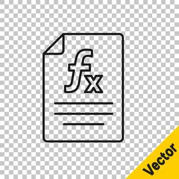 Black line Function mathematical symbol icon isolated on transparent background Stock Illustration