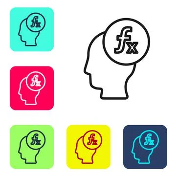 Black line Function mathematical symbol icon isolated on white background. Set Stock Illustration