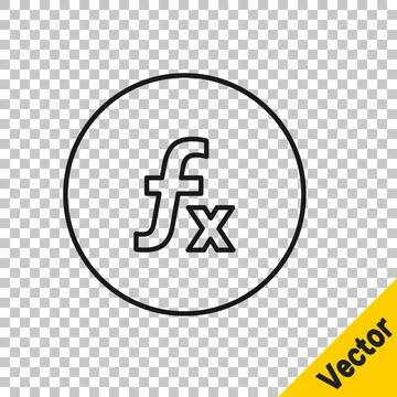Black line Function mathematical symbol icon isolated on transparent background イラスト素材
