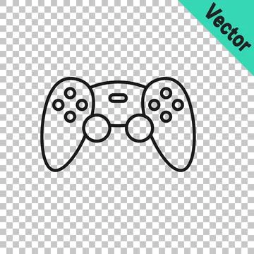 Black line Game controller or joystick for game console icon isolated on Stock Illustration