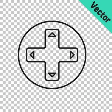 Black line Game controller or joystick for game console icon isolated on tran Stock Illustration