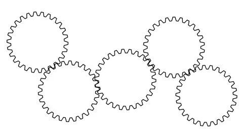 Black line gears spin white Stock Footage 252284580