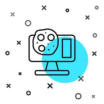 Black line Genetic engineering modification on laptop icon isolated on white イラスト素材