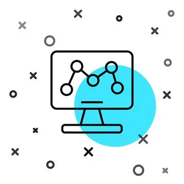 Black line Genetic engineering modification on laptop icon isolated on white 스톡 일러스트