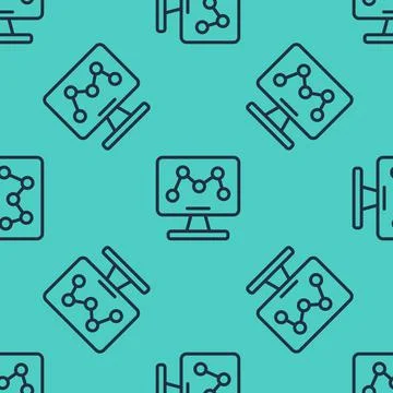 Black line Genetic engineering modification on laptop icon isolated seamless Stock Illustration