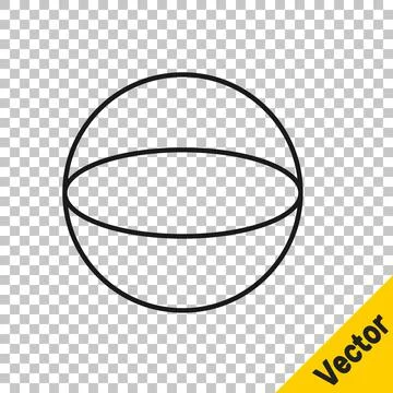 Black line Geometric figure Sphere icon isolated on transparent background Stock Illustration