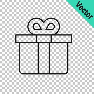 Black line Gift box icon isolated on transparent background.  Vector 스톡 일러스트