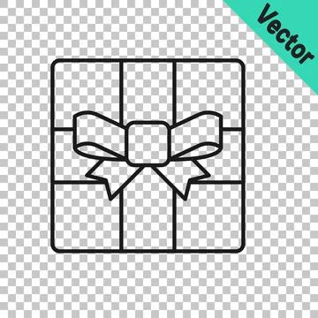 Black line Gift box icon isolated on transparent background. Merry Christmas and 库存插图