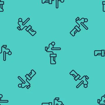 Black line Gimbal stabilizer for camera icon isolated seamless pattern on green Illustrazione stock