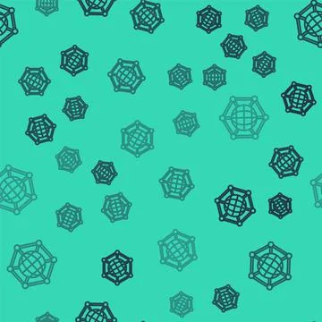 Black line Global technology or social network icon isolated seamless pattern on Stock Illustration
