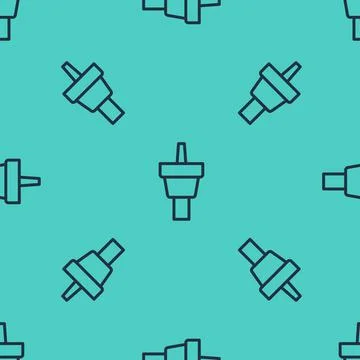Black line Golf tee icon isolated seamless pattern on green background. Vector Illustrazione stock