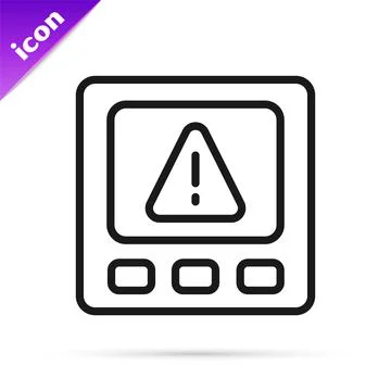 Black line Gps device error icon isolated on white background. Vector Stock Illustration