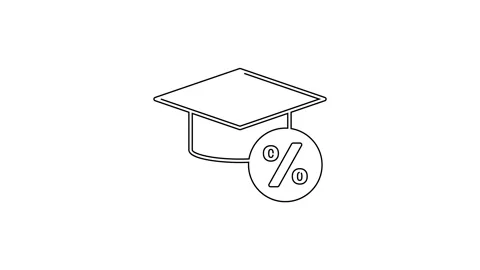 Black line Graduation cap and coin icon ... | Stock Video | Pond5