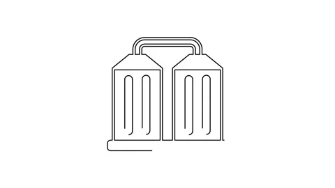 Black line Granary icon isolated on white background. Silo with grain, elevator Stock Footage 155138483