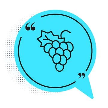 Black line Grape fruit icon isolated on white background. Blue speech bubble イラスト素材