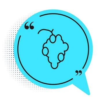 Black line Grape fruit icon isolated on white background. Blue speech bubble イラスト素材