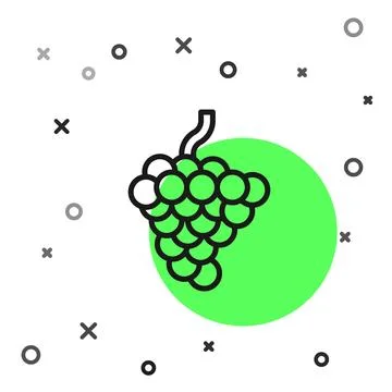 Black line Grape fruit icon isolated on white background. Vector Stock Illustration