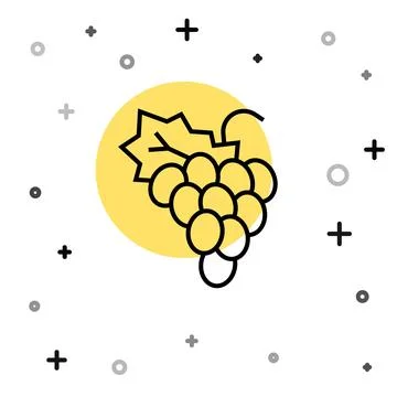 Black line Grape fruit icon isolated on white background. Random dynamic shap Stock Illustration