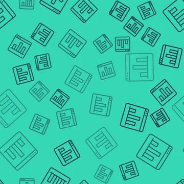 Black line Graph, chart, diagram, infographic icon isolated seamless pattern on イラスト素材
