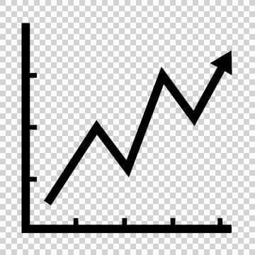 Black line graph icon showing upward financial growth trend . Illustrazione stock