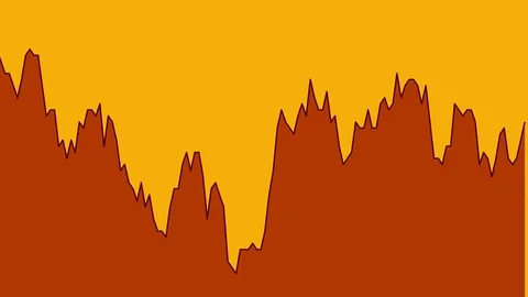 Black line graph on orange background chart of stock market investment trading. Video stock 83220604