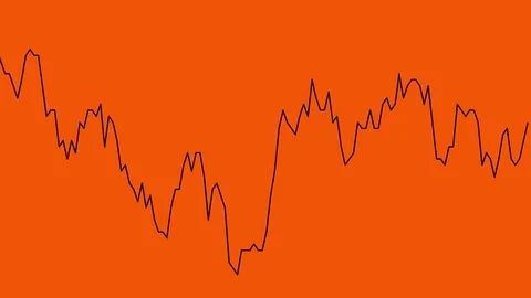 Black line graph on orange background chart of stock market investment trading. Video stock 83220829