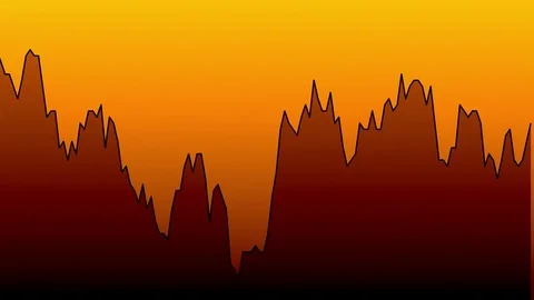 Black line graph on orange background chart of stock market investment trading. Video stock 83222409