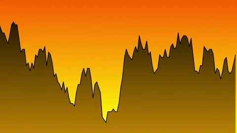Black line graph on orange background chart of stock market investment trading. Video stock 83222451