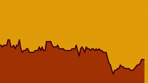 Black line graph on orange background chart of stock market investment trading. Stock Footage 83243411