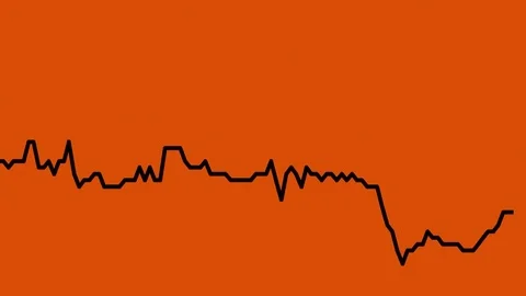 Black line graph on orange background chart of stock market investment trading. Stock Footage 83243539