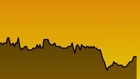 Black line graph on orange background chart of stock market investment trading. Stock Footage 83245254