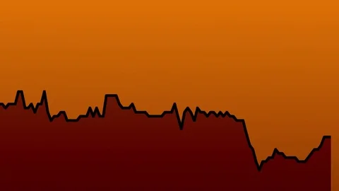 Black line graph on orange background chart of stock market investment trading. Stock Footage 83245469
