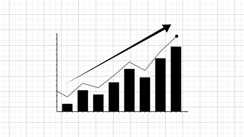 Black line graph progress animation with smooth bar data motion rising up. Stock Footage 326255490