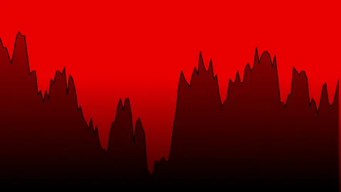 Black line graph on red background chart of stock market investment trading. Video stock 83223085