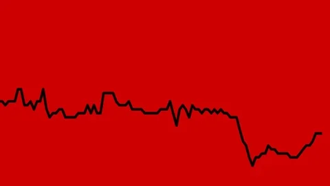 Black line graph on red background chart of stock market investment trading. Stock Footage 83243864