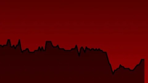 Black line graph on red background chart of stock market investment trading. Stock Footage 83245756