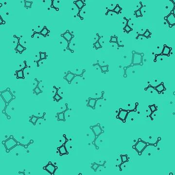 Black line Great Bear constellation icon isolated seamless pattern on green Stock Illustration