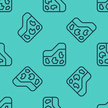 Black line Ground icon isolated seamless pattern on green background. Vector Stock Illustration