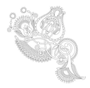 Black line hand drawing of magic flower Stock Illustration