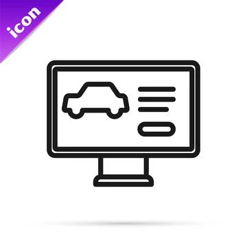 Black line Hardware diagnostics condition of car icon isolated on white Stockillustratie