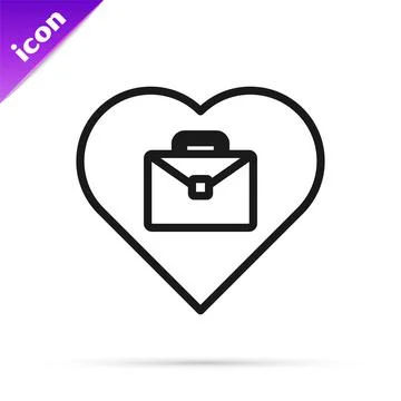 Black line Heart with text work icon isolated on white background. Vector 스톡 일러스트